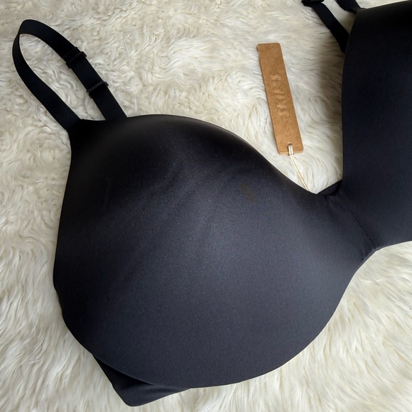 NWT Skims Wireless Form Push Up Plunge Bra Onyx Black Women Size 36DDD - Picture 4 of 12